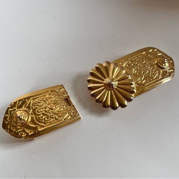 Vintage Gay Boyer 1980s Goldtone Floral Etched Belt RARE Retro Glam Collectible main image 6